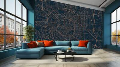 Detailed vector map of Milan, Italy Wall mural