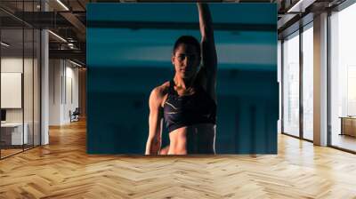 A fit young woman exercising with a dumbbell Wall mural