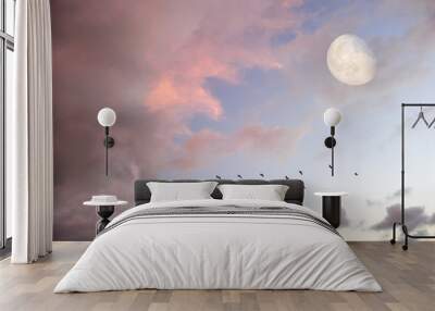 Birds Flying Moon Wall mural