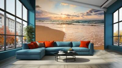 Sunset Beach Ocean Beautiful Nature Seashore Landscape Wall mural