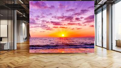 Sunset Ocean Sailboat Uplifting Inspirational Sunrise Surreal Hope Banner Header Wall mural