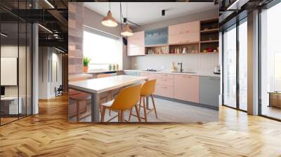 Generative AI small kitchen near in the garden modern style dinner  Photography Wall mural