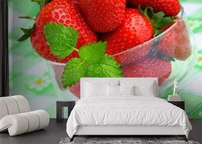 Delicious strawberry dessert in elegant goblet Wall mural