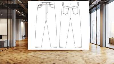 Template skinny jeans vector illustration flat design outline clothing Wall mural