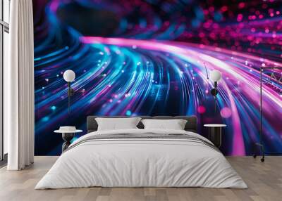 Abstract art image of light fiber streaks flowing. AI Generative. Wall mural