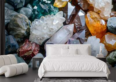 Crystals and healing background. Generative AI. Wall mural