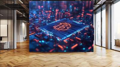 CBDC central bank digital currency interface in night city, Generative AI Wall mural