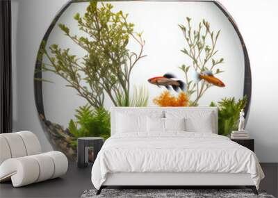 Aquarium isolated on white created with Generative AI Wall mural