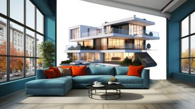 Modern luxury house isolated on white created with Generative AI Wall mural