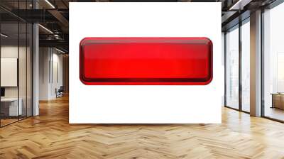 Red glowing rectangle button isolated on white created with Generative AI Wall mural