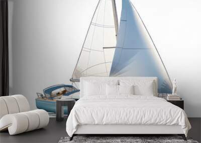 Sailing yacht isolated on white created with Generative AI Wall mural