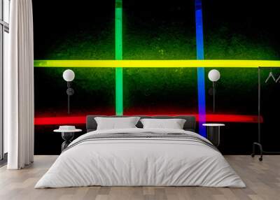 Colorful fluorescent light neon on black background Wall mural