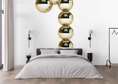 3d Number of gold beads. Wall mural