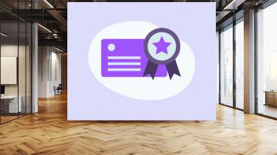 business certificate icon with modern flat style fluid background shape and purple violet color theme Wall mural