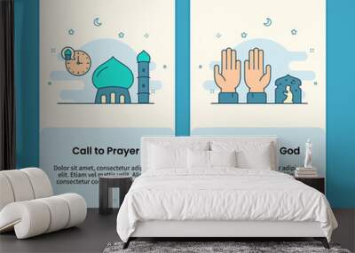 call to prayer and thanks to god design onboarding design mobile page screen app Wall mural