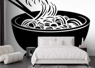 Illustration of an asian noodle soup bowl, japanese ramen soup with chopsticks Wall mural