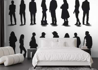 20 silhuette people on white background Wall mural