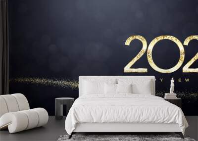 2024 Happy New Year, Gold Greeting Card Wall mural