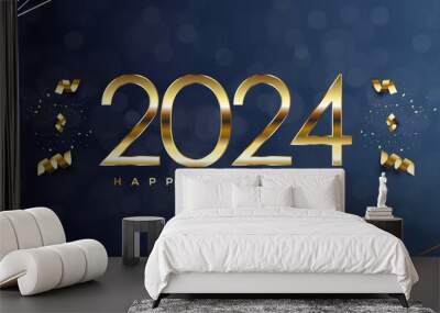 2024 Happy New Year, Greeting Card Wall mural