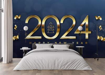 2024 Happy New Year, Greeting Card Wall mural