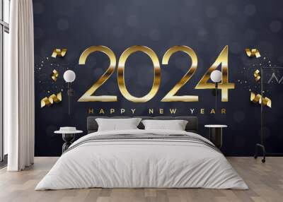 2024 Happy New Year, Greeting Card Wall mural