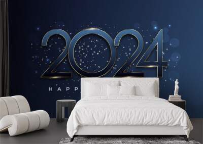 Happy New Year 2024 Greeting Card Wall mural