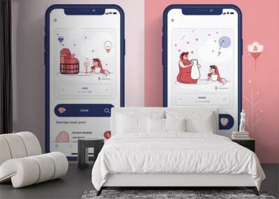 two screens shows two phones with instagram ads Wall mural