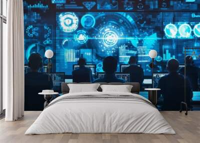 Security Awareness Training and Education, security awareness training and education with an image depicting employees participating in cybersecurity awareness programs, AI Wall mural