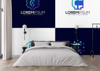 Modern Crypto logo letter C technology modern color Wall mural