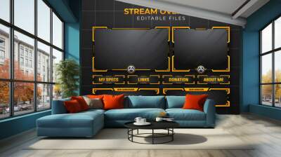 Set of modern design elements for overlay game streaming screen panel. Game frame for streamers and online video. Wall mural