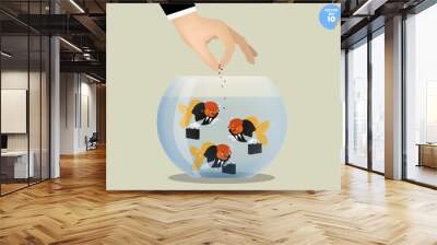 business man feeding goldfish that dress business suit, benefit concept
 Wall mural