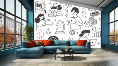 business strategy concept hand drawn doodles design element Wall mural