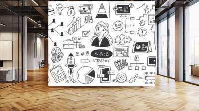 Business strategy doodle set vector illustration Wall mural