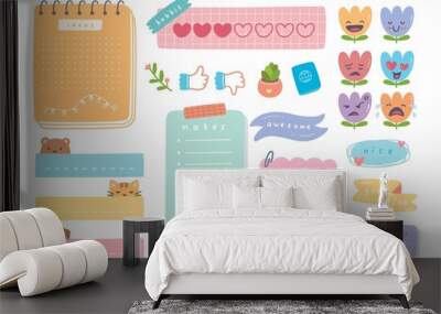 Cute journal and planner design vector illustration Wall mural