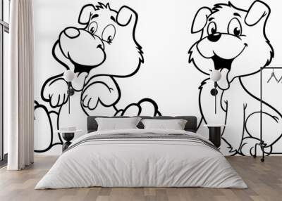 cute puppy, black and white version Wall mural