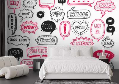 cute speech bubble doodle set Wall mural