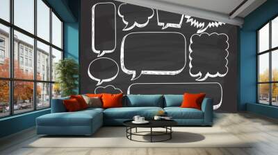 hand drawn speech bubble doodle on chalkboard background Wall mural