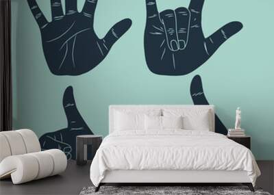 human hand with various gestures Wall mural