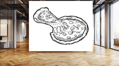 Italian pizza doodle Wall mural