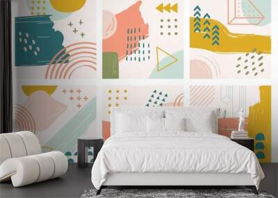 Set of contemporary background vector illustration, Doodle art backdrop Wall mural