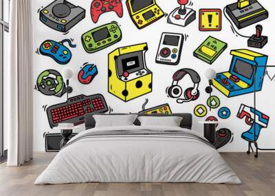 set of video game doodle Wall mural