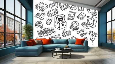 set of video game doodle Wall mural