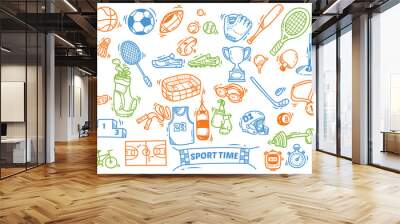 Sport doodle element Wall mural