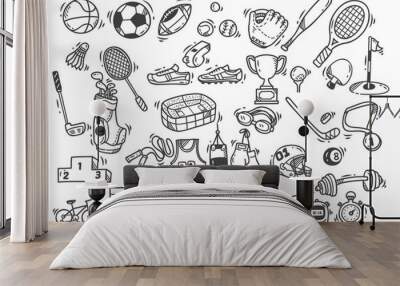 sport themed doodle Wall mural