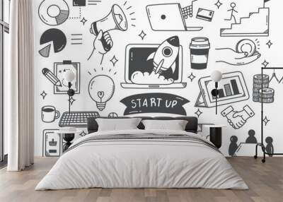 Start up concept doodle set vector illustration Wall mural