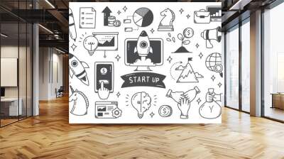 Start up concept doodle set vector illustration Wall mural