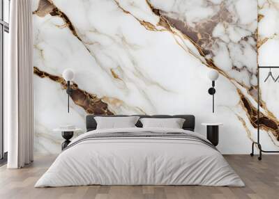 white brown beige Carrara marble stone texture. generative ai. Wall mural