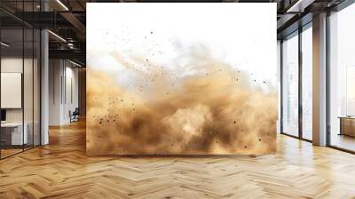 A high-resolution, 4K image of a sandstorm with sharp focus, isolated on a transparent background. Wall mural