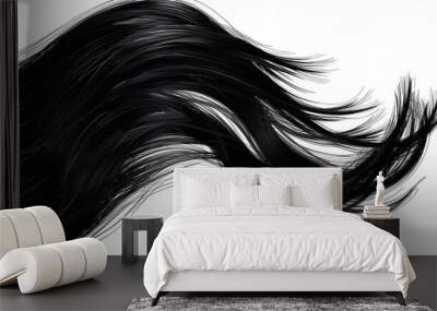 Black hair strand flowing gracefully Wall mural