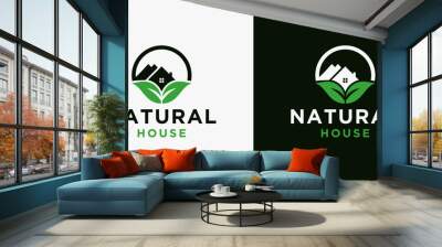 abstract house design, vector green house design, eco-friendly house with nature concept Wall mural